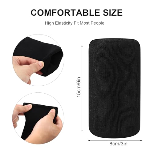Foto von Schweißband Handgelenk, 4 STK Elastische Schweissband, Sports Schweißbänder, Fitness Arm Sport Wristbands für Männer, Frauen, Herren, Damen, Fußball, Basketball, Tennis, Gymnastik - Schwarz