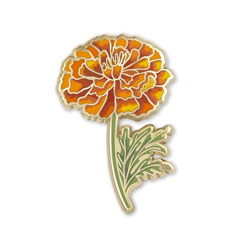 Marigold October Birth Month Flower Enamel Pin - Elegant Brooch for Women's Accessories - Unique...
