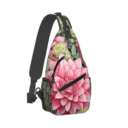Bolso bandolera unisex con diseño de planta de loto ligero miniatura 2