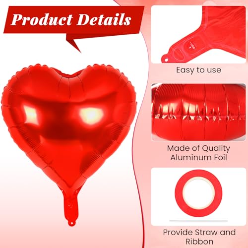 Image of 12 Pcs Colorful Heart Balloons,18 Inch Heart Foil Balloons Love Balloon Valentine Balloon for Birthday Party Wedding Engagement Party Baby Shower Valentine Day Decorations