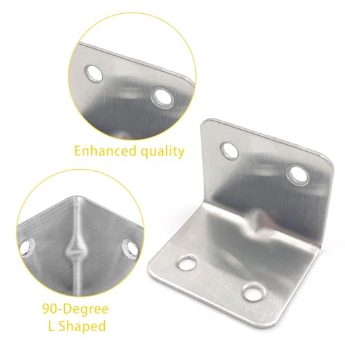 50 Pcs Heavy Duty Angle Brackets, Corner Bracket for Wood with 200 Screws L Metal Brackets Brace 90 Degree for Furniture Shelf Fixing - Image 4