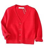 PTPUKE Unisex Boy' Girls' Cardigans Sweater V-Neck Long Sleeve Button Soild Cotton Knit Sweaters for