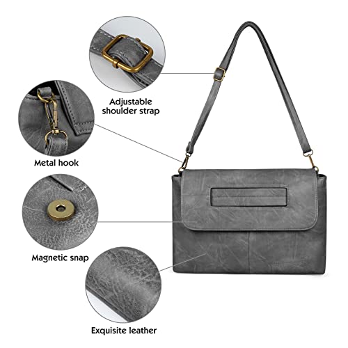 Women's Envelope Clutch Bag Faux Leather Crossbody Handbags With Shoulder Strap Messenger Bag Evening Party Prom (Grey) #TOP5