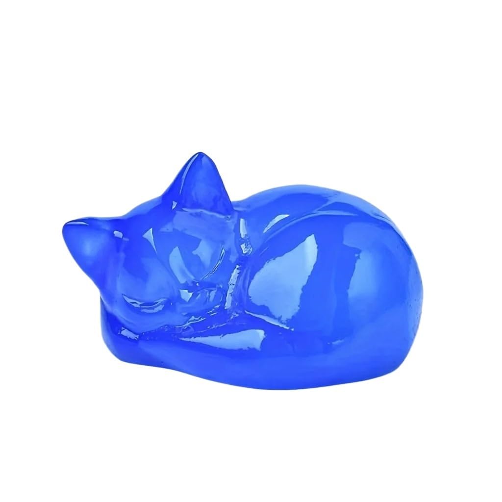 HUFFA Natural Crystal Carved Cat Figurine - Unique Decorative Gemstone Cat Sculpture for Home and Office Décor