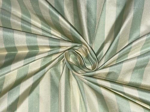 Soie taffetas rayures et carreaux vert mer pour rideaux et décoration de salon
