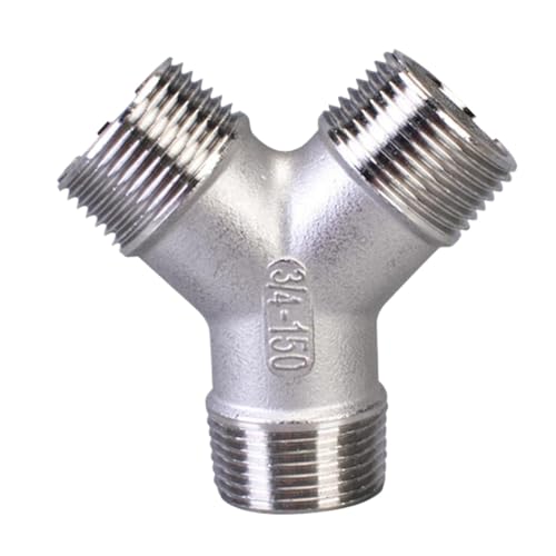 Conector en Y de 3 vías de acero inoxidable 304 - Conector de rosca macho BSP de 1/4'-2' para sistemas de agua (1')
