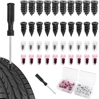 Iyowei 40 PCS Tyre Repair Kit Rubber Nails, Puncture Repair Kit Car Self-Service Car Tire Repair Nail Tire Fast Repair Tool Tyre Repair Kit with Screwdriver for Car Motorcycle Bicycle (20 S+20 L)