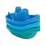 babynova Badeboote – Pädagogisches Baby- und Kleinkindspielzeug – Ab 3 Monaten – 3-teiliges Set – Entwicklung von Motorik und Koordination – Geeignet für Badewanne und Sandkasten – Blau, Türkis, Grün