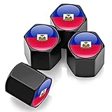 Haiti Flag Tire Valve Caps (4-Pack) Universal Stem Covers for Cars, SUVs, Bike and Bicycle, Trucks, Motorcycles, Light-Weight Aluminum Alloy Fits Haiti Accessories