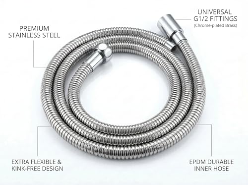 Image of Marcoware ABS Maze Rectangular Design Bathroom Hand Shower set with 1.5 Meter Ultra Flexible Hose & Wall Mount Hook, Chrome, Polished Finish