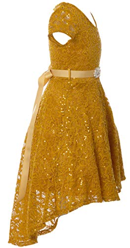 BluNight Collection Big Girl Dress Cap Sleeve Floral Lace Sequin Hi lo Wedding Flower Girl Dress USA3