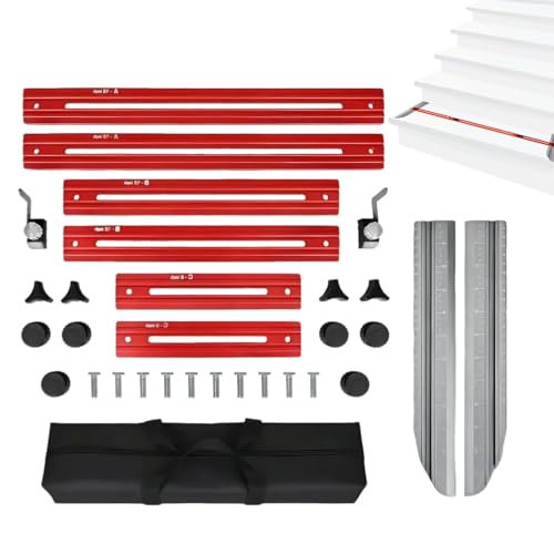 Stair Tread Measuring Tool, Shelf Scribe Layout Tool for Stairs, Heavy Duty Stair Tread Layout Measuring Gauge for Home, Factory, School