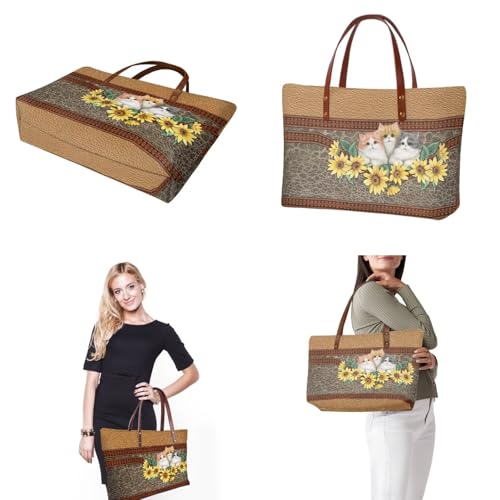 Image of Top Handle Purse for Women, Large Tote Handbag With PU Wallet Set, Gift for Mom