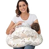 Lurui Nursing Pillow for Breastfeeding, Breastfeeding Essentials for Newborn, More Support for Mom and Baby, with Adjustable Waist Strap and Removable Cotton Cover (Big Leaves)