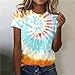 Womens Short Sleeves T-Shirt 2024 Fashion Tie-dye Print O-Neck Casual Shirts Tunic Tops,Summer Tops for Women 2024 Style002 Light Blue Large