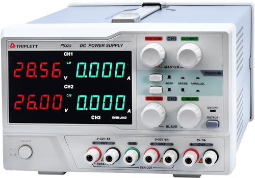Triplett PS325 Triple Channel Linear DC Power Supply - 32V/5A (CH1 and 2) 5V/3A (CH3 Fixed)