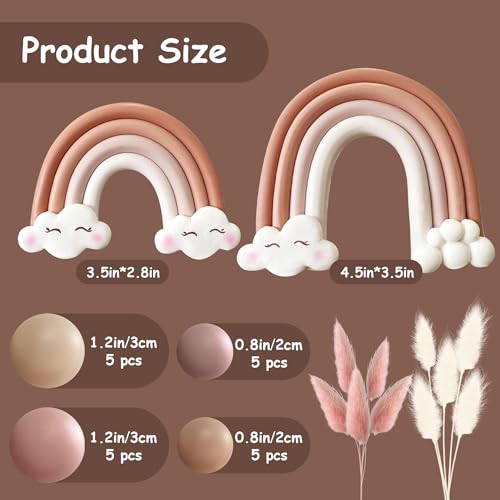 Havagdtm HAVA-LS-24-KJ-ZXG002 Rainbow Cake Toppers Boho Balls Cake Decorations thumb #1