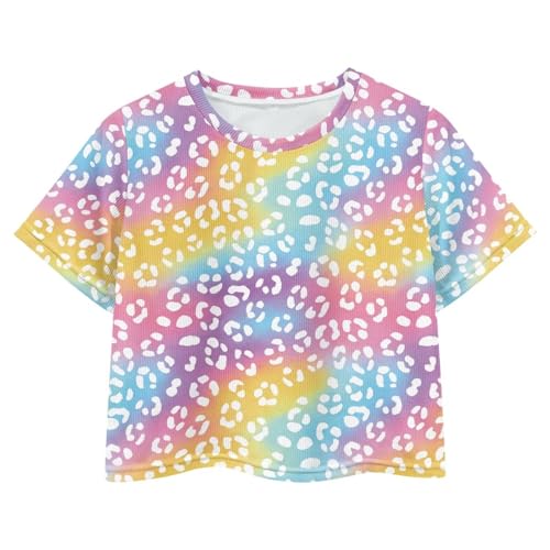 Image of Girls Crop Tees Crew Neck Casual Short Sleeve T Shirts Kids Loose Soft Comfortable Tees Blouses Shirt for Little Girl