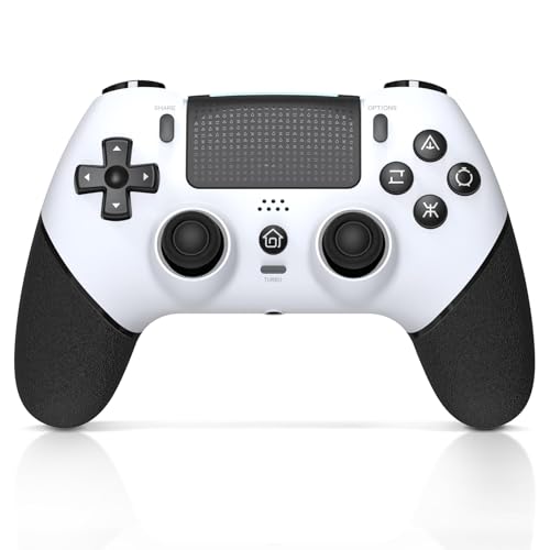 PS4コントローラー マクロ機能 ps4 コントローラー 1000mAh大容量 16-20時間連続使用 6核HD振動機能 ジャイロセンサー TURBO連射 ピンホールリセット機能 無線接続 高耐久ボタン PS4/PS3/PC対応 人間工学 耐衝撃 ナイロン素材 大容量 持ち運び便利（ホワイト）のサムネイル