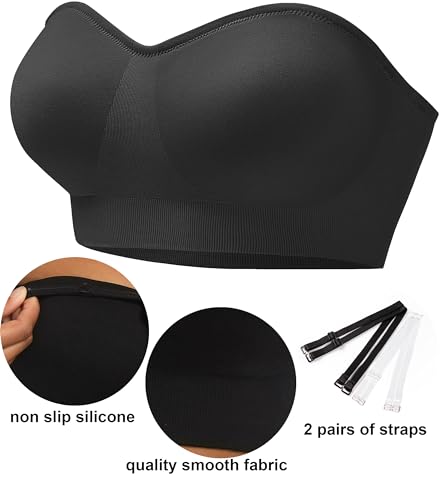 Prettywell Strapless Bra For Women Comfort Non-Slip Seamless Padded Bandeau Bras Wireless Tube Top Bra thumb #2