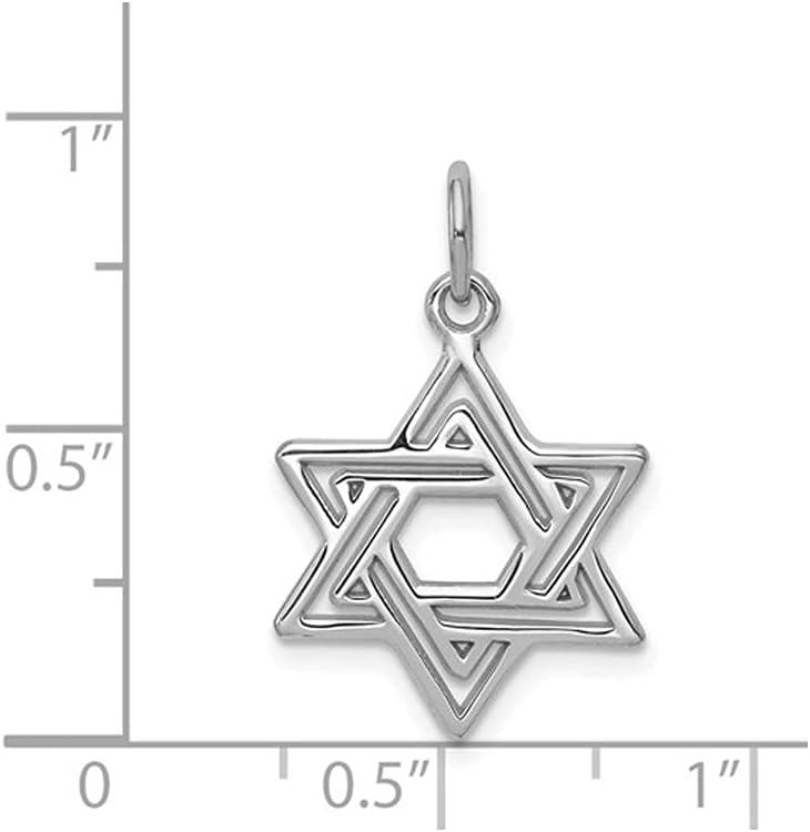 Star Of David Pendant Necklace in 14K White Gold with Chain - Image 4