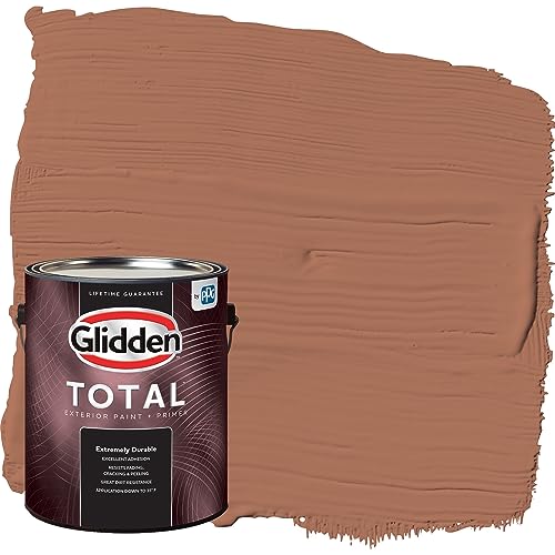 Glidden Total Exterior Paint & Primer All-in-One, Nutmeg/Orange, Satin, 1 Gallon