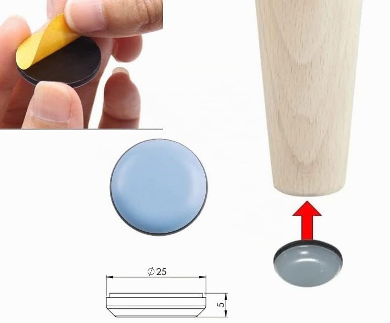cyclingcolors 8x feltrini in teflon piedini per mobili autoadesivo 25mm tondo rotondo scivoli adesivi sedie tavolo