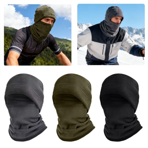Windproof Face Cover Neck Gaiter Winter Fleece Balaclava Ski Mask for Men (Grey) - image 6
