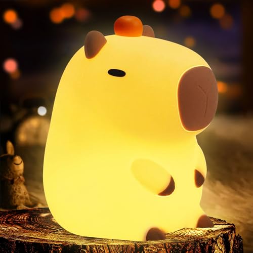 orange capybara cute night light led squishy novelty capybara lamp food grade silicone dimmable nightlight boys girls funny capybara light light up capybara gifts room college dcor