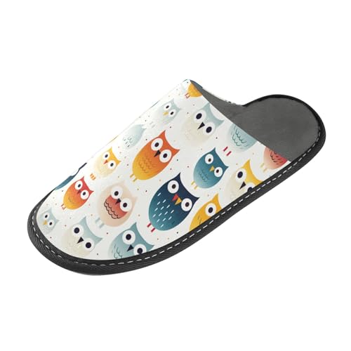 Cartoon Owl Fuzzy Slippers Soft Home Bedroom Slippers for Women Men House Shoes