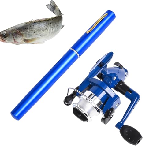 Mimoqk Taschenangelrute,Zusammenklappbare Kleine Angelrute | 99cm Rute, rutschfeste Ausrüstung, tragbares Angel-Set für Frauen Männer Angler an See Hafen Meer Stausee Teich