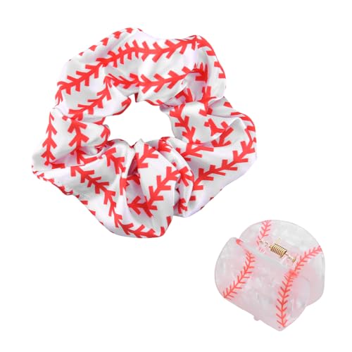 Baseball Player Hair Accessory Gifts for Baseball Mom Lover Hair Tie Clips Sport Elastic Hair...