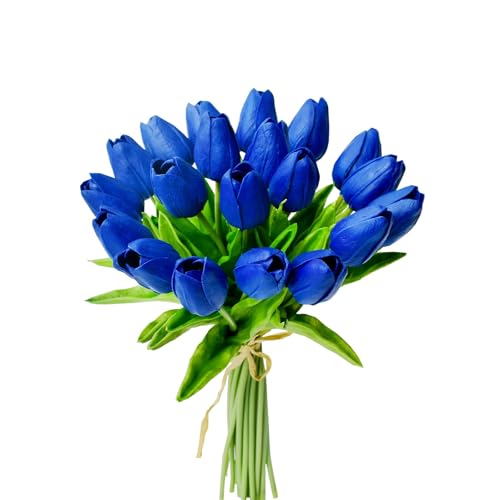 Image of CosaCentrum Beautiful Decorative Artificial Tulip Flower Bunches for Home decor (Blue, Pack of 7)