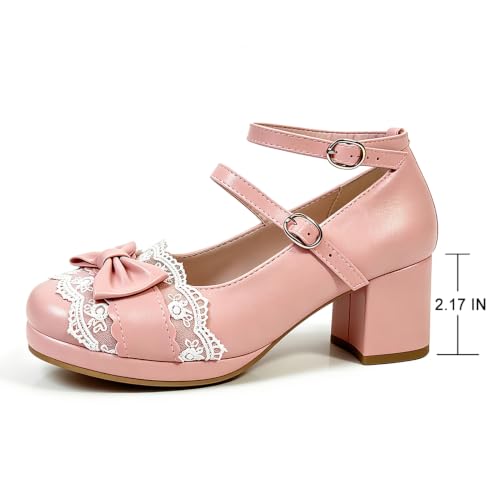 Image of FOREADA Mary Janes for Women Platform Heels Bow Kawaii Shoes Vintage Dress Pumps