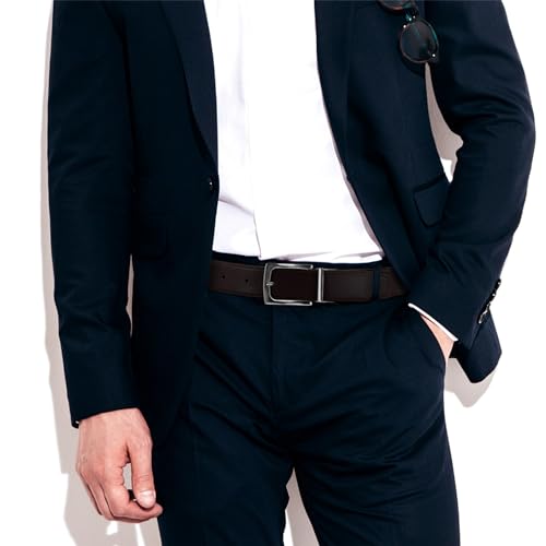 Cinto Masculino de Couro Social (Marrom, Fivela 1)