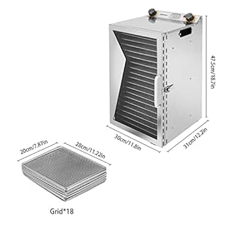 Food Dehydrator 18 Stainless Steel Trays Freeze Dry Machine, 110V Dehydrator Machine with Adjustable Timer and Temperature Control for Jerky, Dog Treats, Meat, Fruit, Herbs