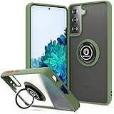CoverON Ring Cover Designed for Samsung Galaxy S21 5G Phone Case, Clear Hard Back Rubber Grip Kickstand Magnetic Mount Compatible - Army Green