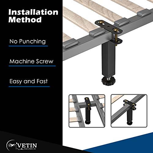 Vetin 4Pcs Bed Support Legs, Adjustable Bed Frame Support Legs 5.9-8.6 Inch, Heavy Duty Center Support Legs For Steel Bed Frame Or Wooden Bed, Furniture Replacement Leg For Sofa Cabine #TOP3