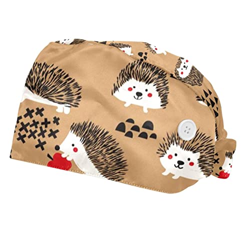 Chapeaux de travail unisexe motif hérissons mignons couvre-chef casquette de protection lot de 2
