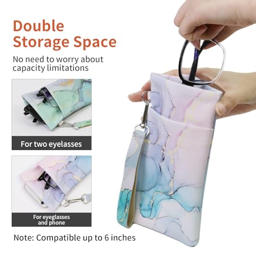 Image of Double Eyeglass Case Soft Dual Glasses Case for Women Men Travel Squeeze Top Sunglasses Cases Eyeglasses Pouch
