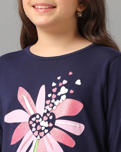 Image of Under Fourteen Only Girls Cotton Tops Collection - Round Neck, Crop Top, Full & Half Sleeve, Drop Shoulder, Ruffle Sleeve, Graphic Printed, Embroidered & Slub Knit Styles