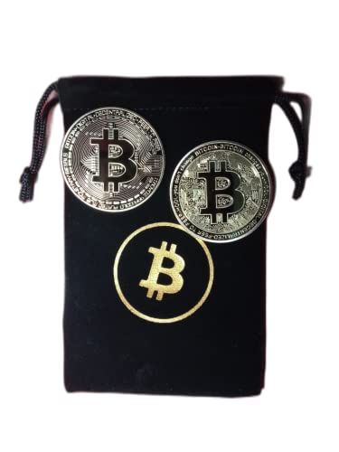 Bitcoin Moneda fisica Dos Monedas Coleccion Modelos MAX Keiser Tribute y Classic 2013 en Bolsa Terciopelo Cover