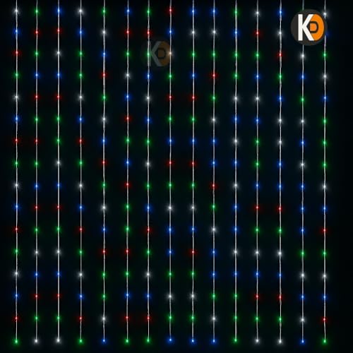 Image of K D Waterfall Curtain String LED Light (180 LEDs, Multi, 10x 08 Ft, 8 Modes, Plug Operated String led Light for Diwali /Navratri /Christmas for Indoor & Outdoor (Waterfall Multi)