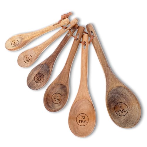 6-Piece Wooden Measuring Spoons Set Acacia
