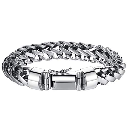 Bracelet argent 925 homme au style vintage et imposant au poignet