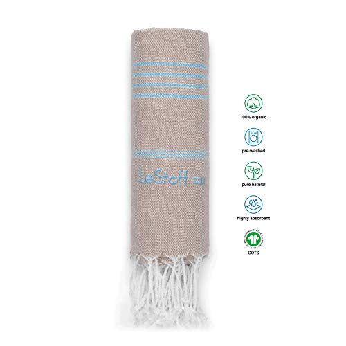 LeStoff Turkish Hammam Towel, 100% organic cotton, 95 x 180 cm, Pre-washed, Absorbent, Quick-drying, Lightweight - Image 2