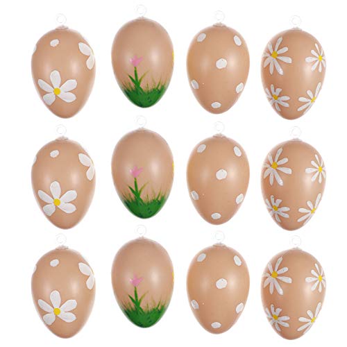 Toddmomy 20Pcs Easter Egg Ornaments Plastic Easter Eggs Easter Hanging Eggs for Easter Party (Egg Color), 4x4x6cm