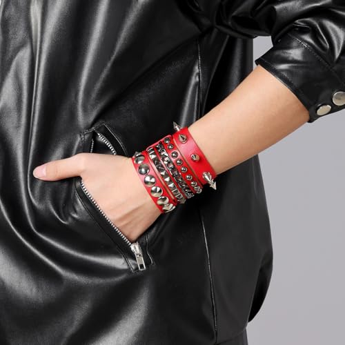 Set de 3 pulseras punk de cuero para hombre y mujer miniatura 6