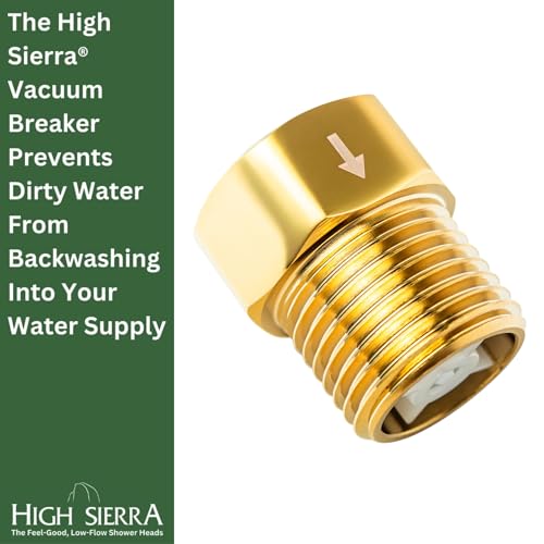 High Sierra® - Solid Metal Certified Vacuum Breaker and Backflow Preventer for Handheld Shower Heads - Polished Brass Finish - Thumbnail 2