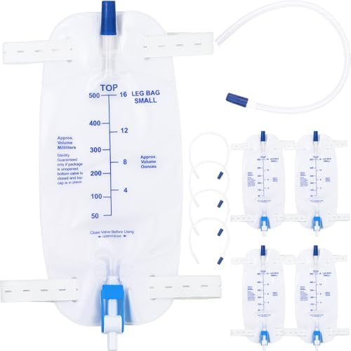 5 Pack 500ml Leg Bag Urinary Drainage Bag with 17.7 Inch Flexible Tube Adjustable Straps with Buttons Anti Leak Anti Reflux Design Soft and Comfortable,Blue